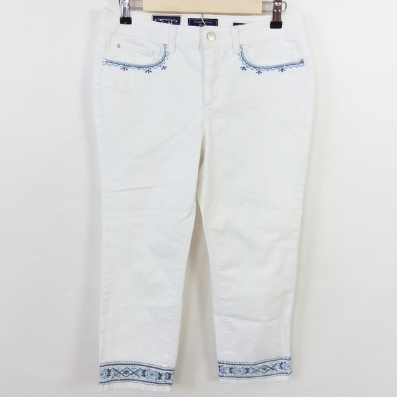 Charter Club Capri Pants Floral Embroidery -19 - Picture 1 of 5